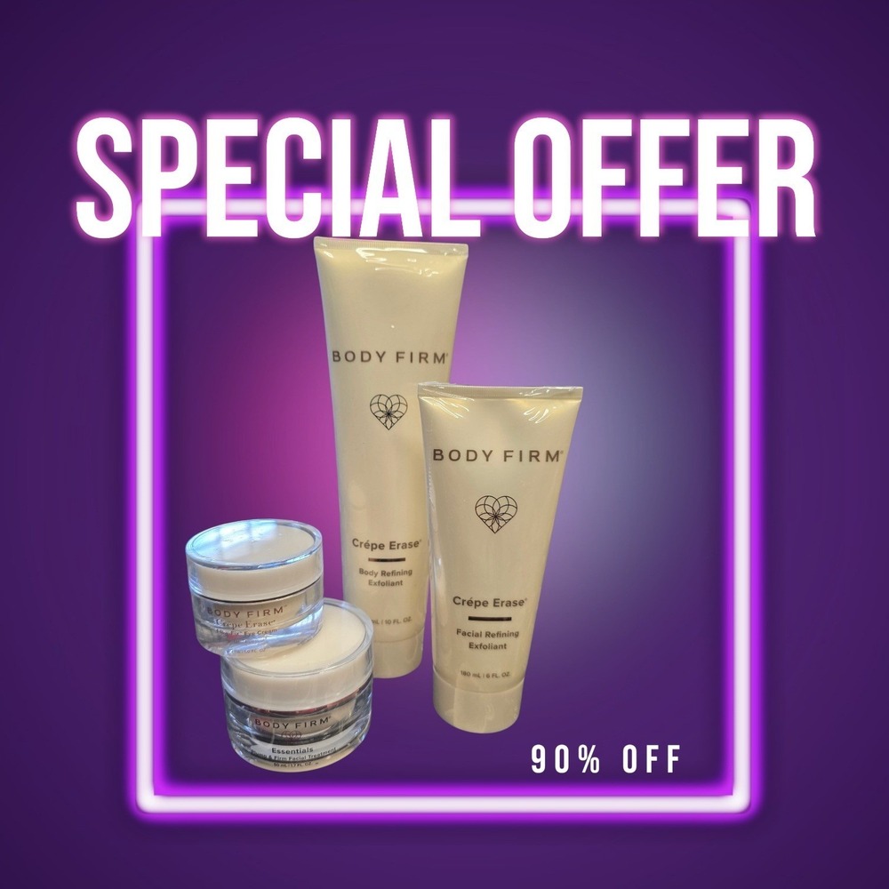Set of 4 Body Firm Crepe Erase face cream, eye cream, body & face exfoliant